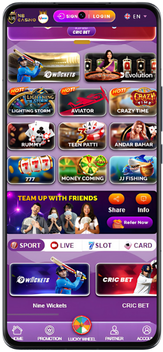 N8 Casino Screenshot of the Sport program